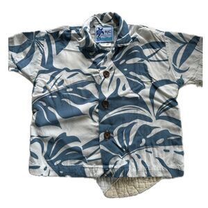 RJC Baby Boy's Hawaiian Tropical Leaves Button Down Collar Shirt 12M